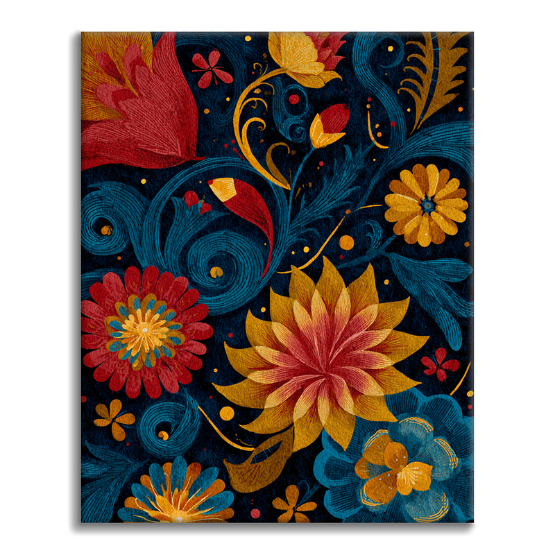 Espirales de flores vibrantes - Pintar por números