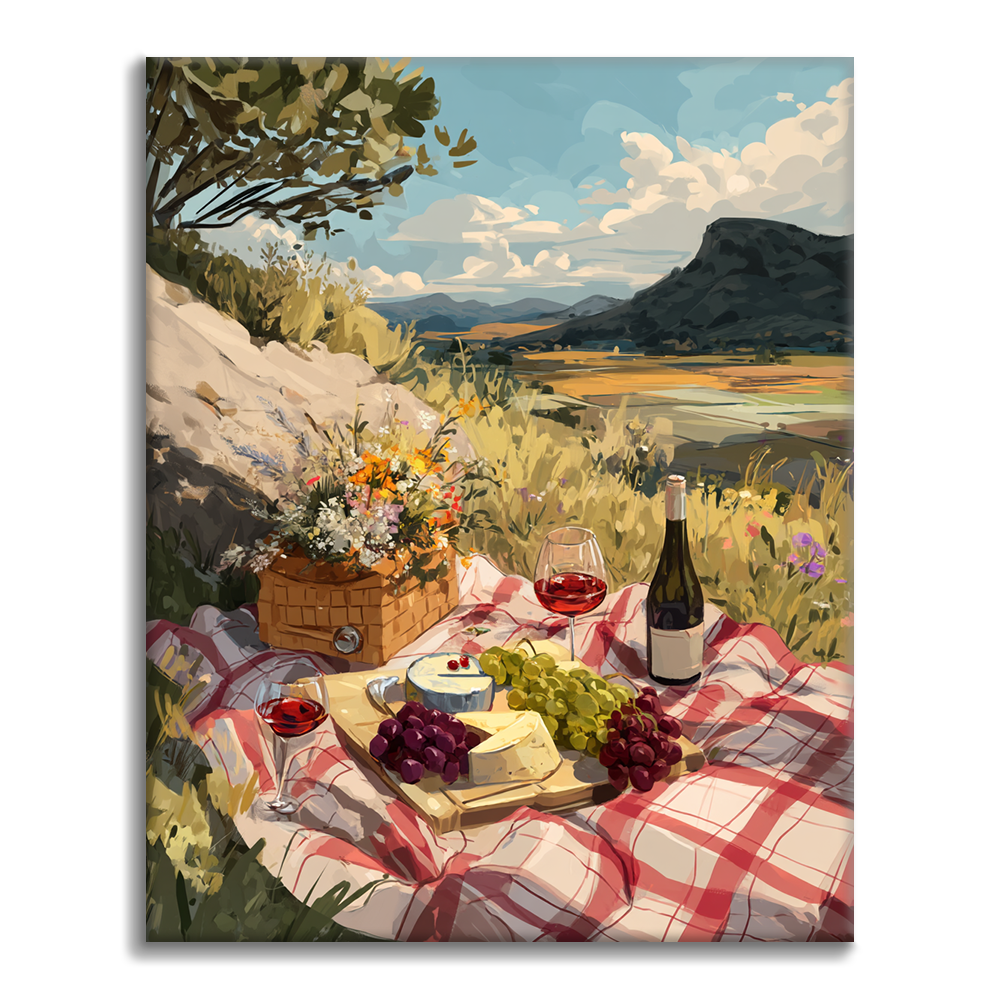 Picnic encantador en el campo - Pintar por números