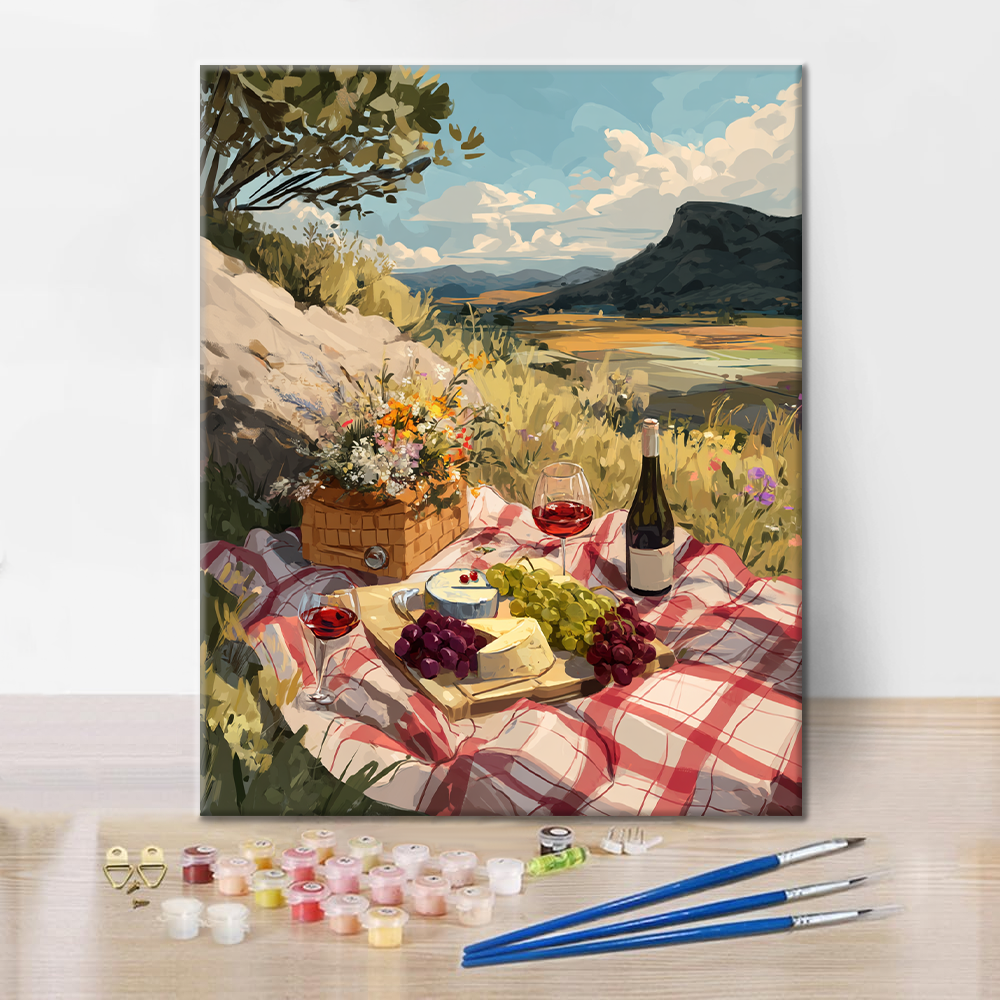 Picnic encantador en el campo - Pintar por números