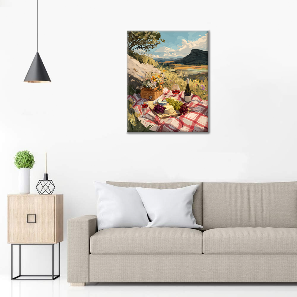 Picnic encantador en el campo - Pintar por números