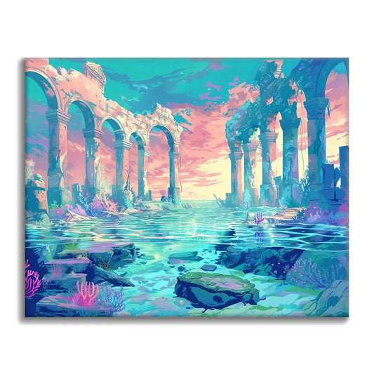 Ruinas antiguas bajo el agua - Pintar por números