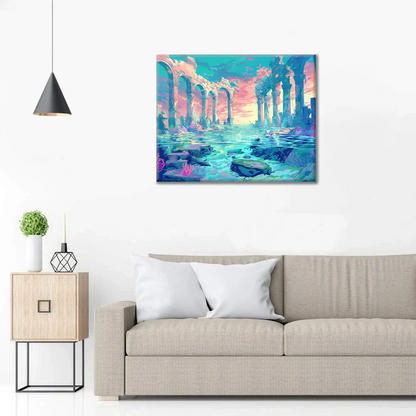 Ruinas antiguas bajo el agua - Pintar por números