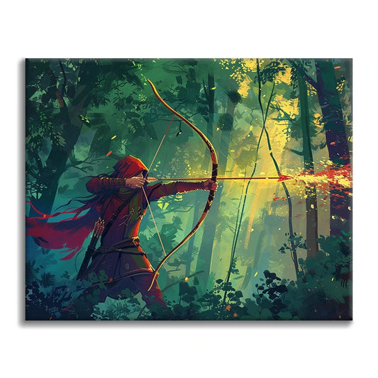 Arquero en el bosque - Pintar por números