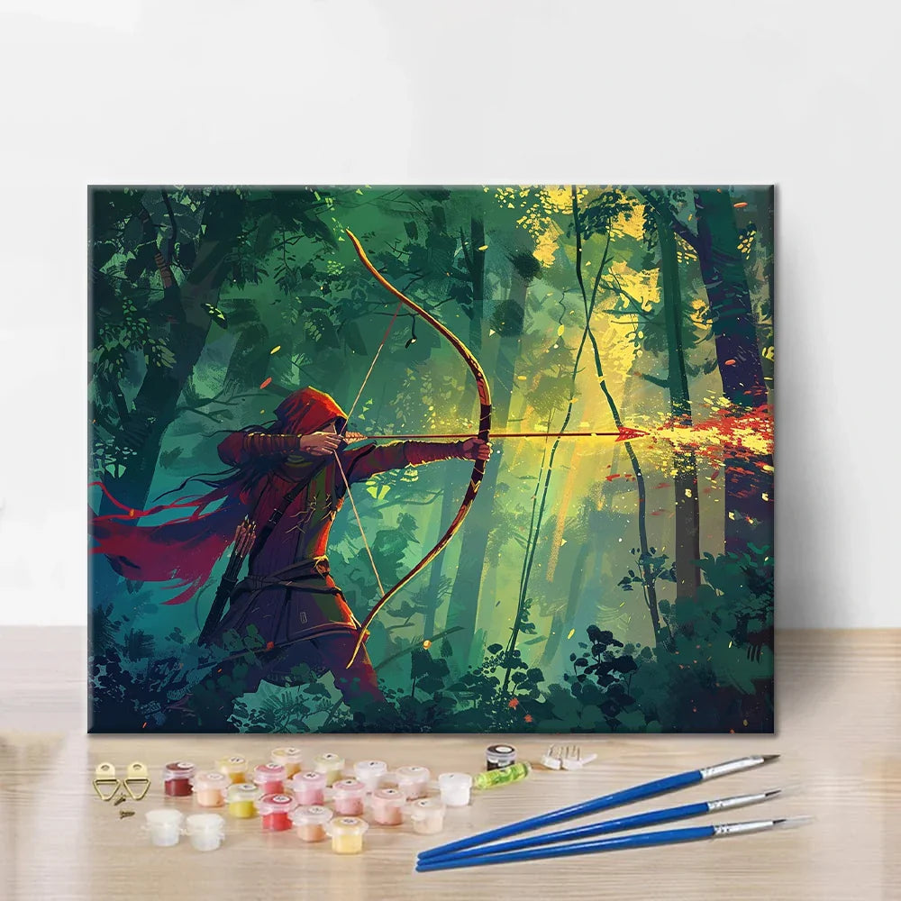 Arquero en el bosque - Pintar por números