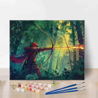 Arquero en el bosque - Pintar por números
