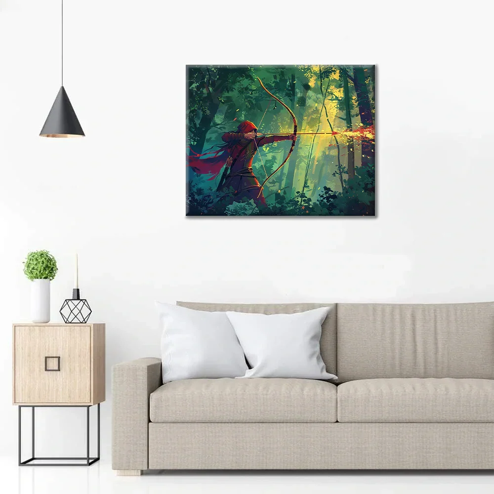Arquero en el bosque - Pintar por números