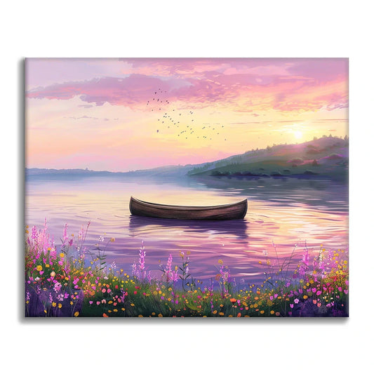 Barco en un lago sereno - Pintar por números