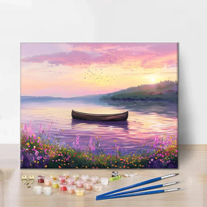 Barco en un lago sereno - Pintar por números