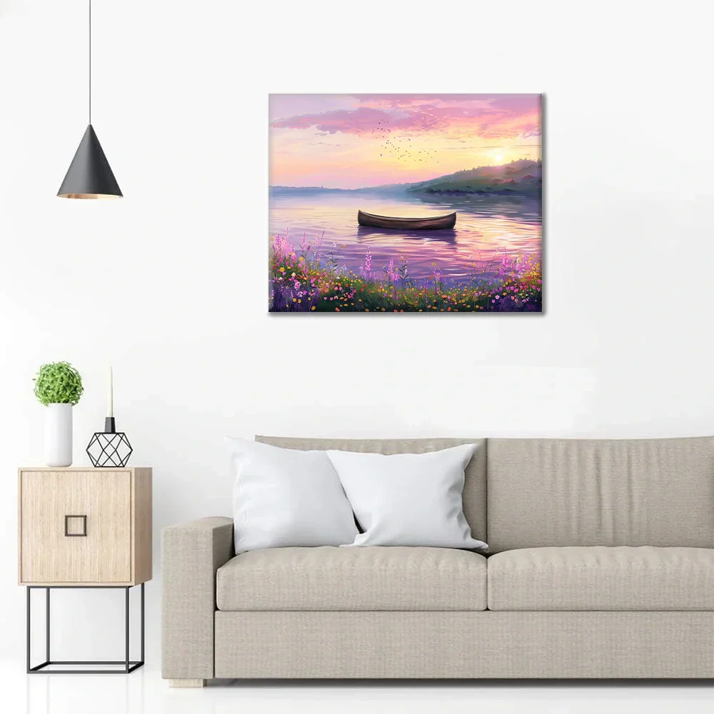 Barco en un lago sereno - Pintar por números