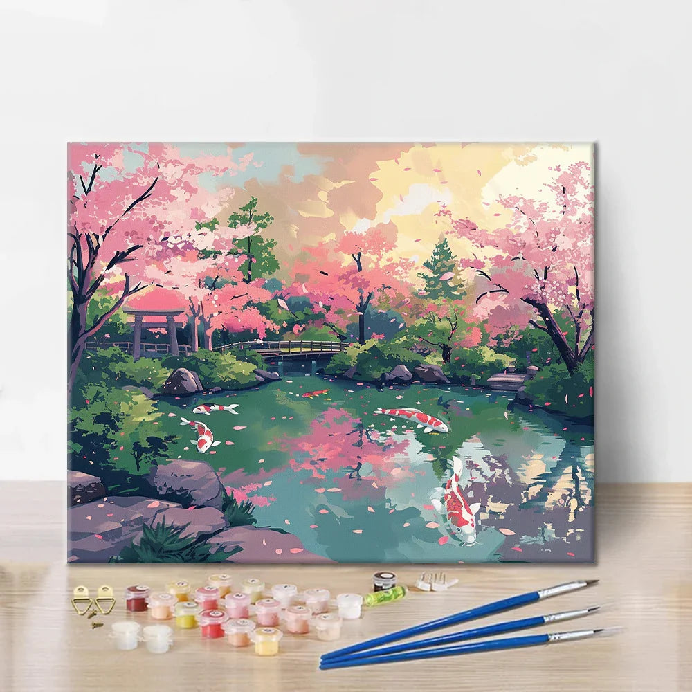 Jardín de cerezos en flor - Pintar por números