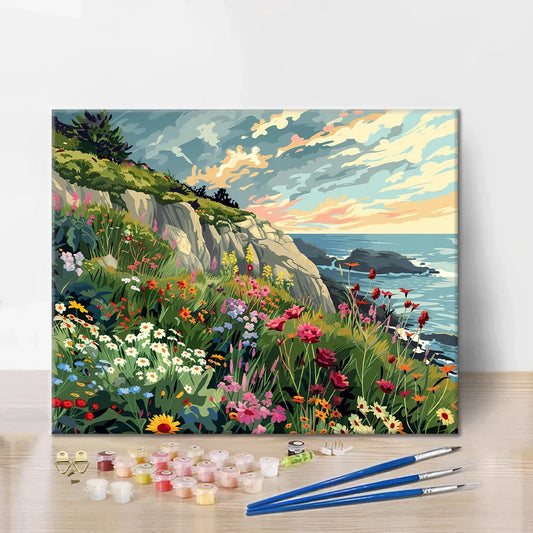 Campo de flores costero - Pintar por números