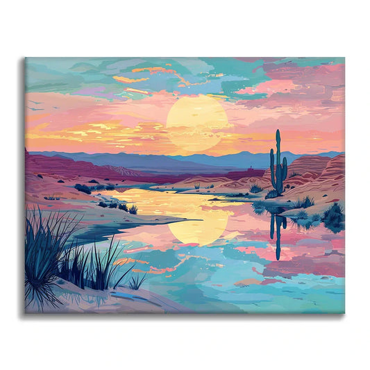 Atardecer en el desierto - Pintar por números
