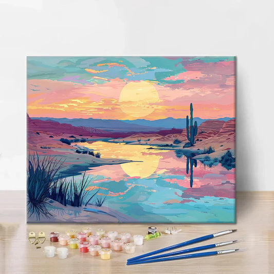 Atardecer en el desierto - Pintar por números