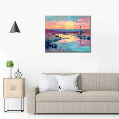 Atardecer en el desierto - Pintar por números