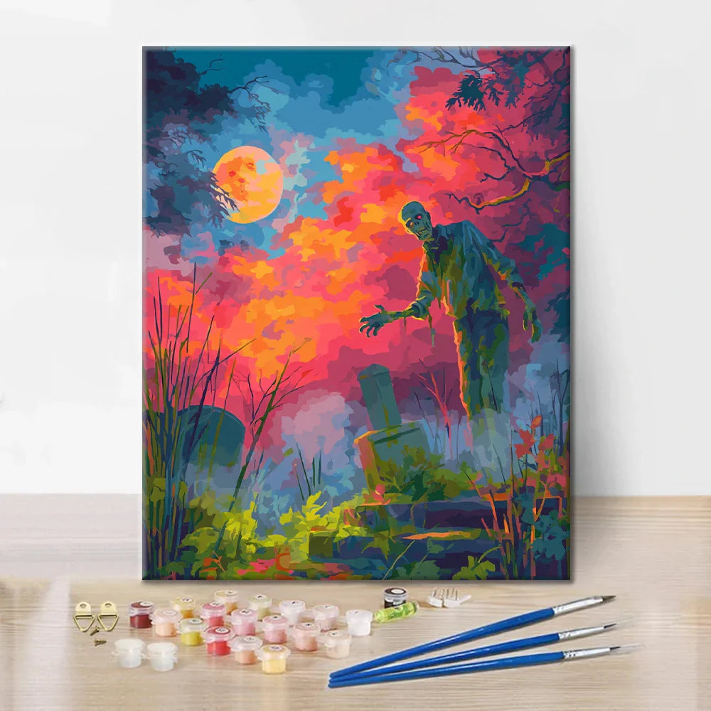 Zombi del cementerio - Pintar por números