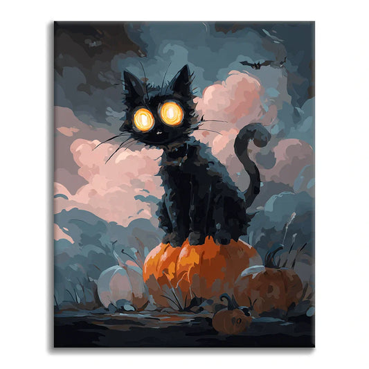 Gato negro de Halloween - Pintar por números