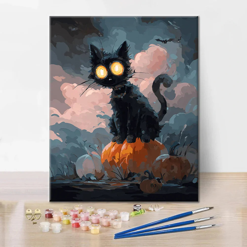 Gato negro de Halloween - Pintar por números