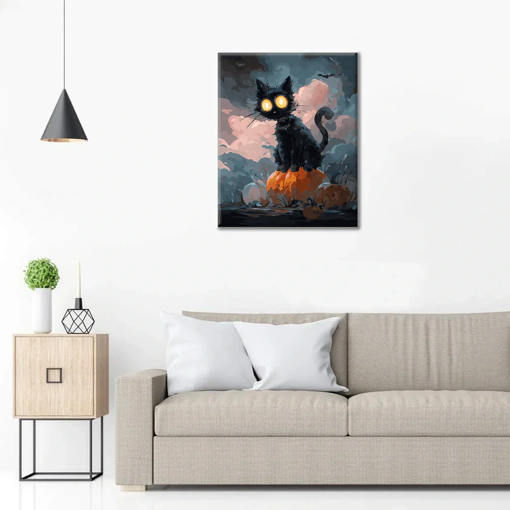 Gato negro de Halloween - Pintar por números