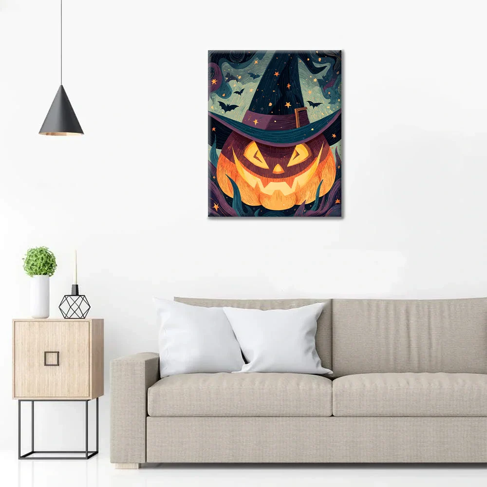 Calabaza con sombrero de mago - Pintar por números