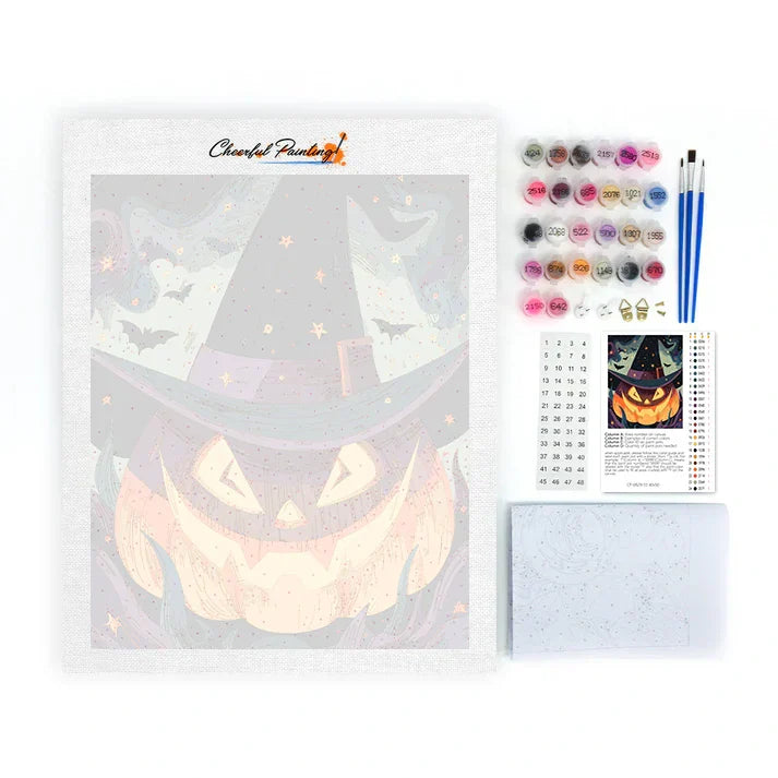 Calabaza con sombrero de mago - Pintar por números