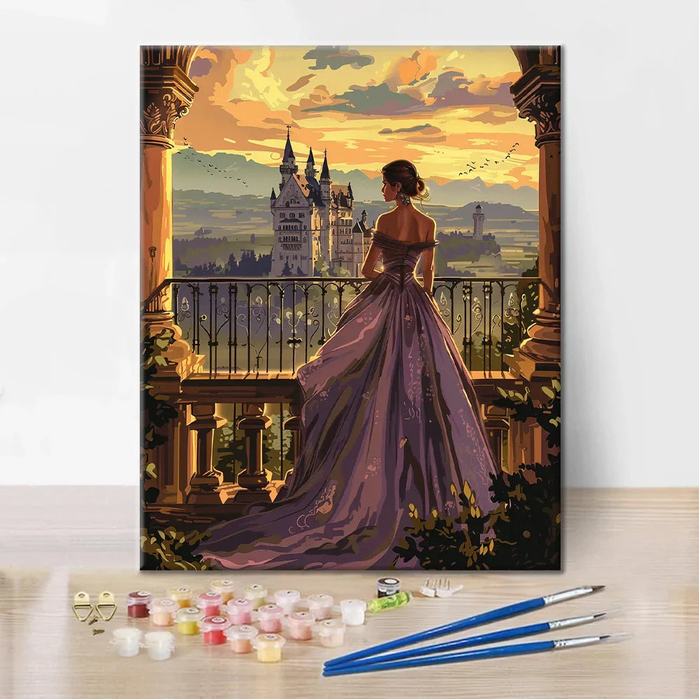 Princesa en el castillo - Pintar por números