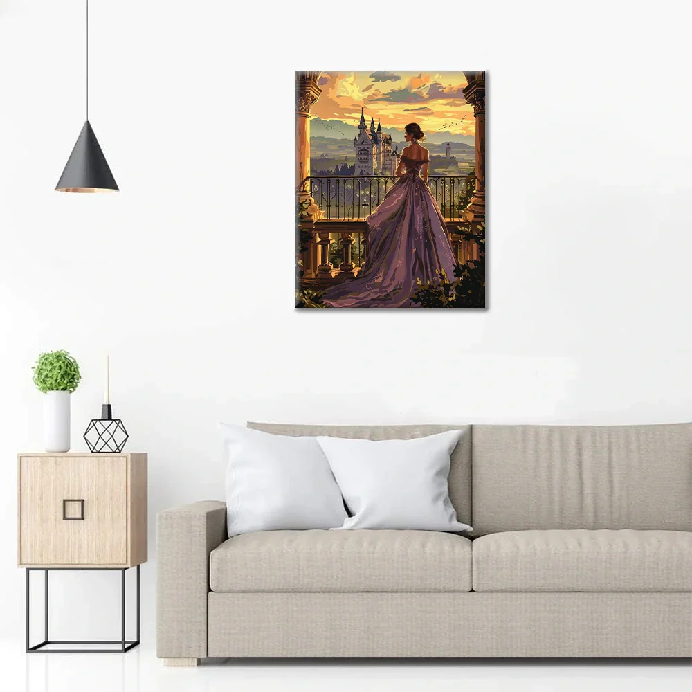 Princesa en el castillo - Pintar por números