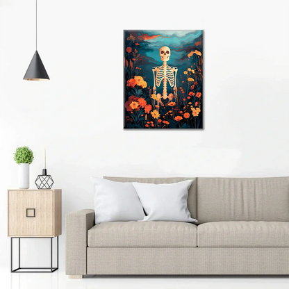 Esqueleto con flores - Pintar por números