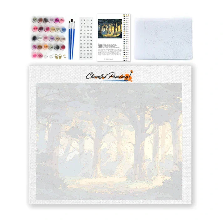 Bosque iluminado por el sol - Pintar por números