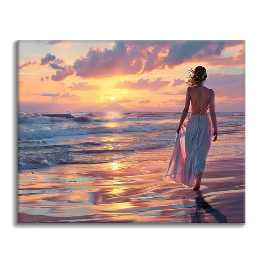 Paseo por la playa al atardecer - Pintar por números