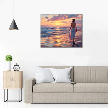 Paseo por la playa al atardecer - Pintar por números