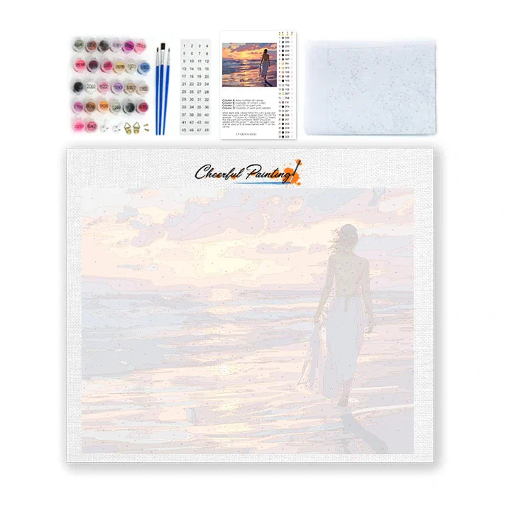 Paseo por la playa al atardecer - Pintar por números