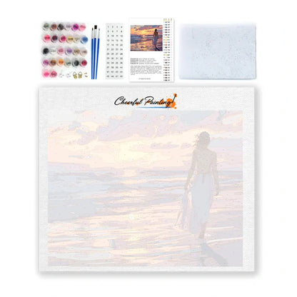 Paseo por la playa al atardecer - Pintar por números