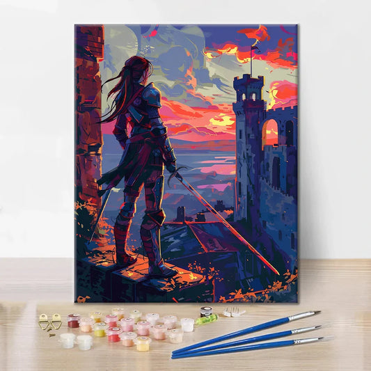 Guerrero al atardecer - Pintar por números