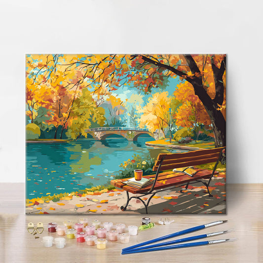 Retiro en el parque de otoño - Pintar por números
