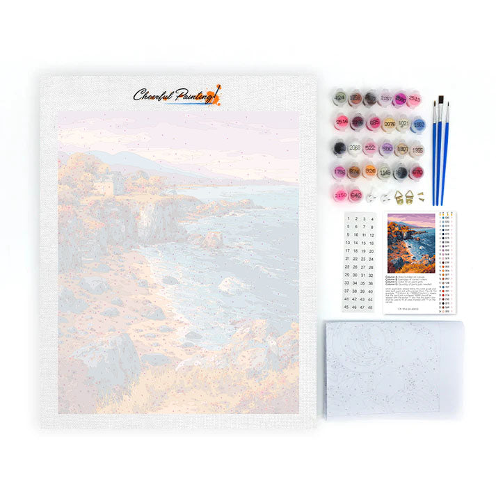 Cabaña otoñal junto al mar - Pintar por números