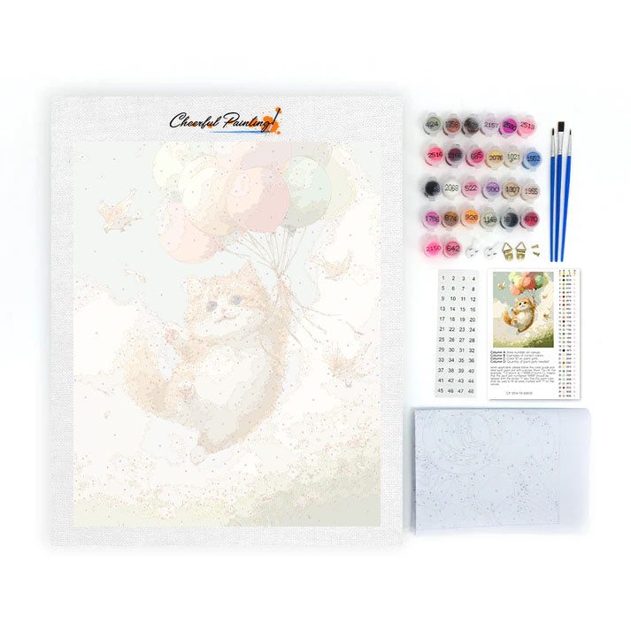 Paseo en globo del gato - Pintar por números