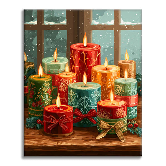 Velas navideñas brillantes - Pintar por números