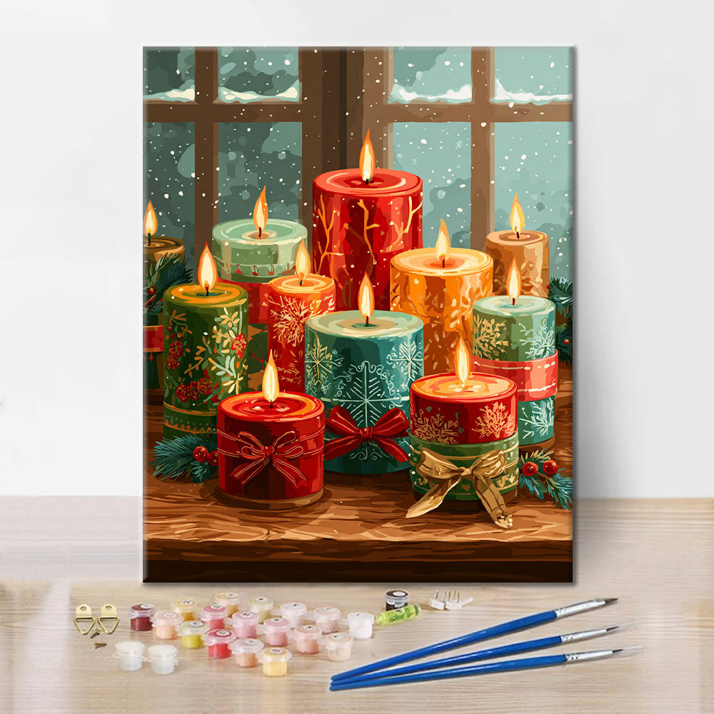 Velas navideñas brillantes - Pintar por números