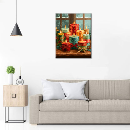 Velas navideñas brillantes - Pintar por números