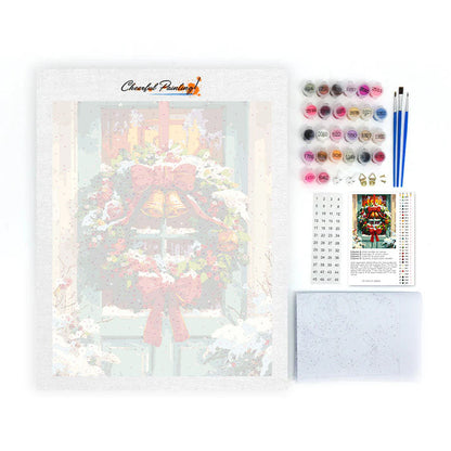 Corona navideña para puerta - Pintar por números