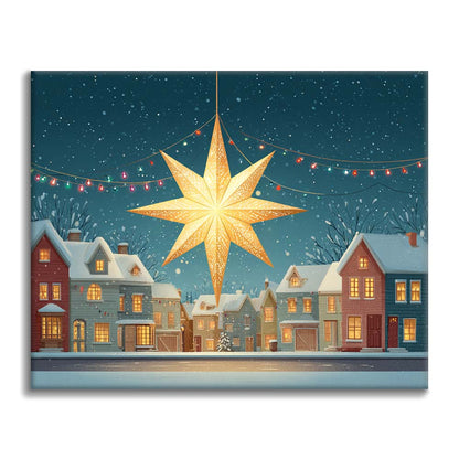 Estrella de Navidad en la nieve - Pintar por números