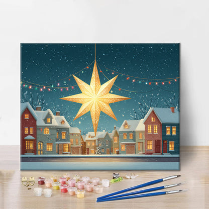 Estrella de Navidad en la nieve - Pintar por números