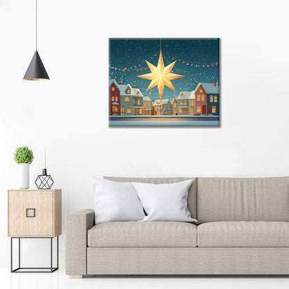 Estrella de Navidad en la nieve - Pintar por números