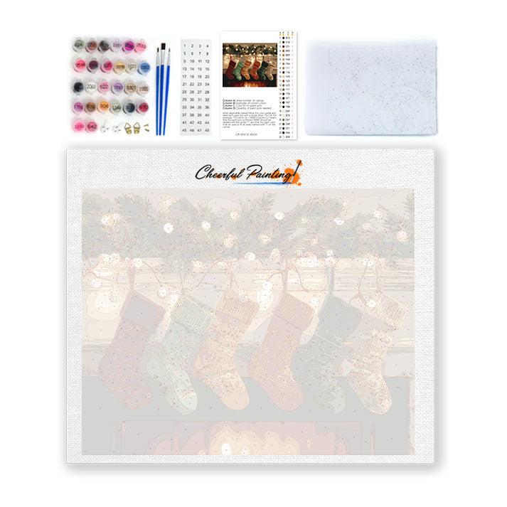 Medias navideñas junto al fuego - Pintar por números