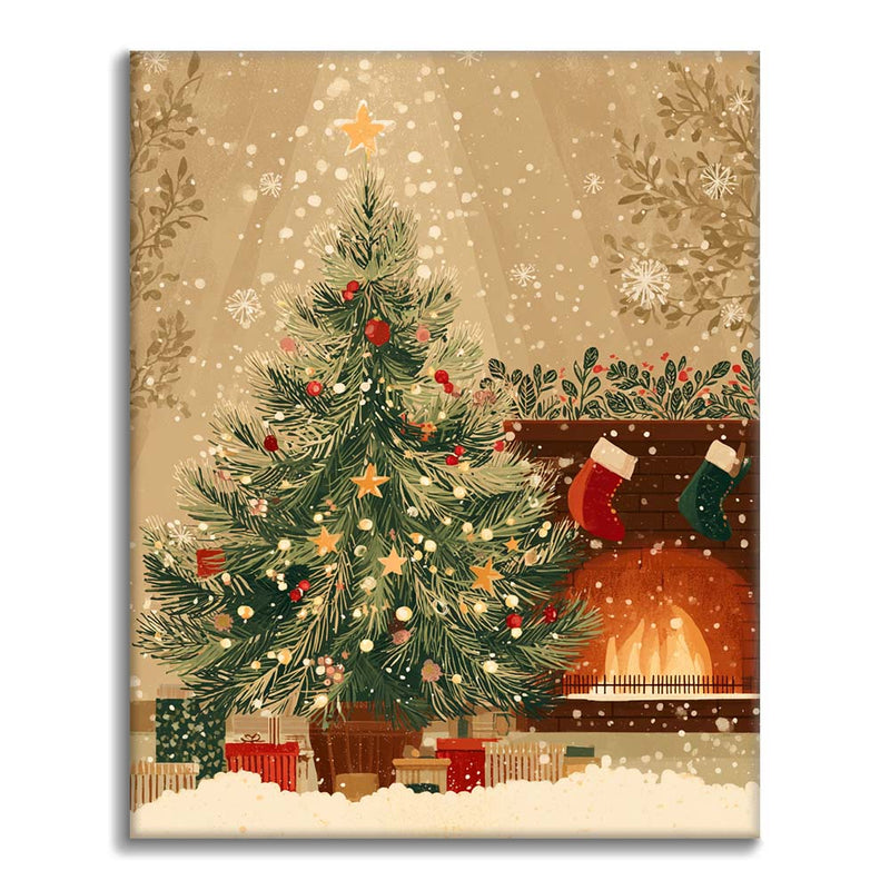 Árbol de Navidad y chimenea - Pintar por números