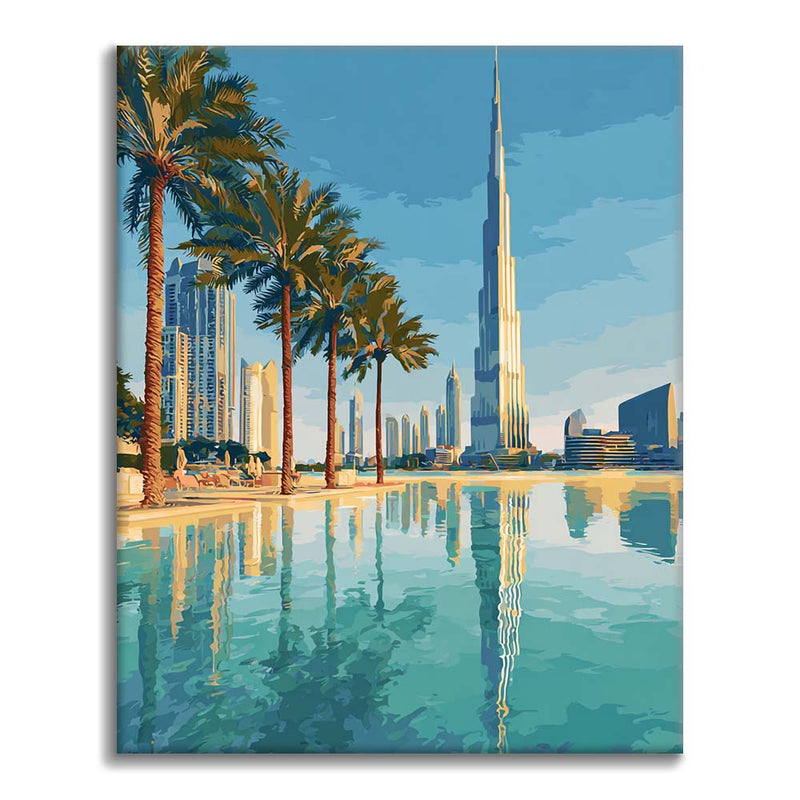 Reflejos del horizonte de Dubái - Pintar por números