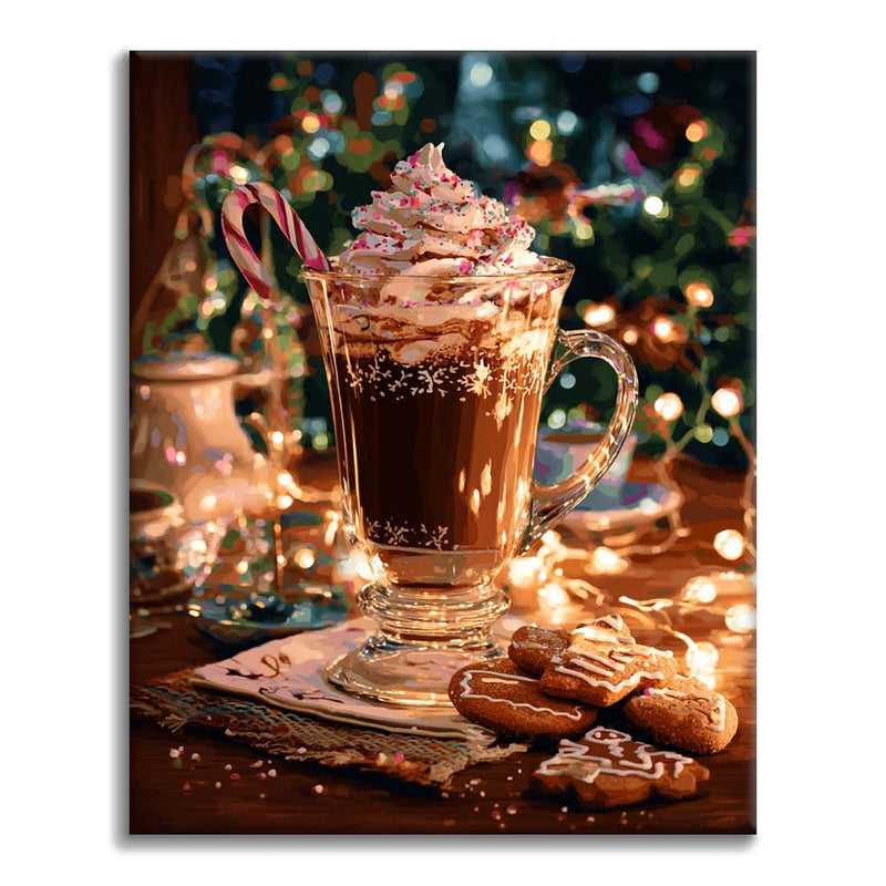 Chocolate caliente en invierno - Pintar por números