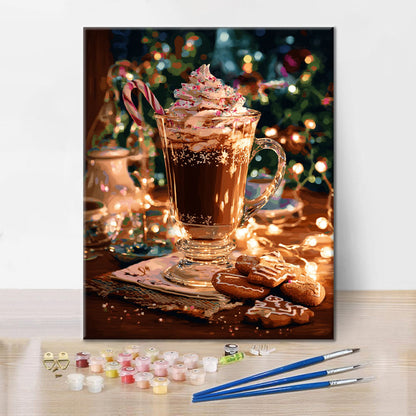 Chocolate caliente en invierno - Pintar por números