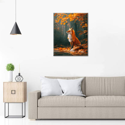 Hojas de arce y zorro - Pintar por números