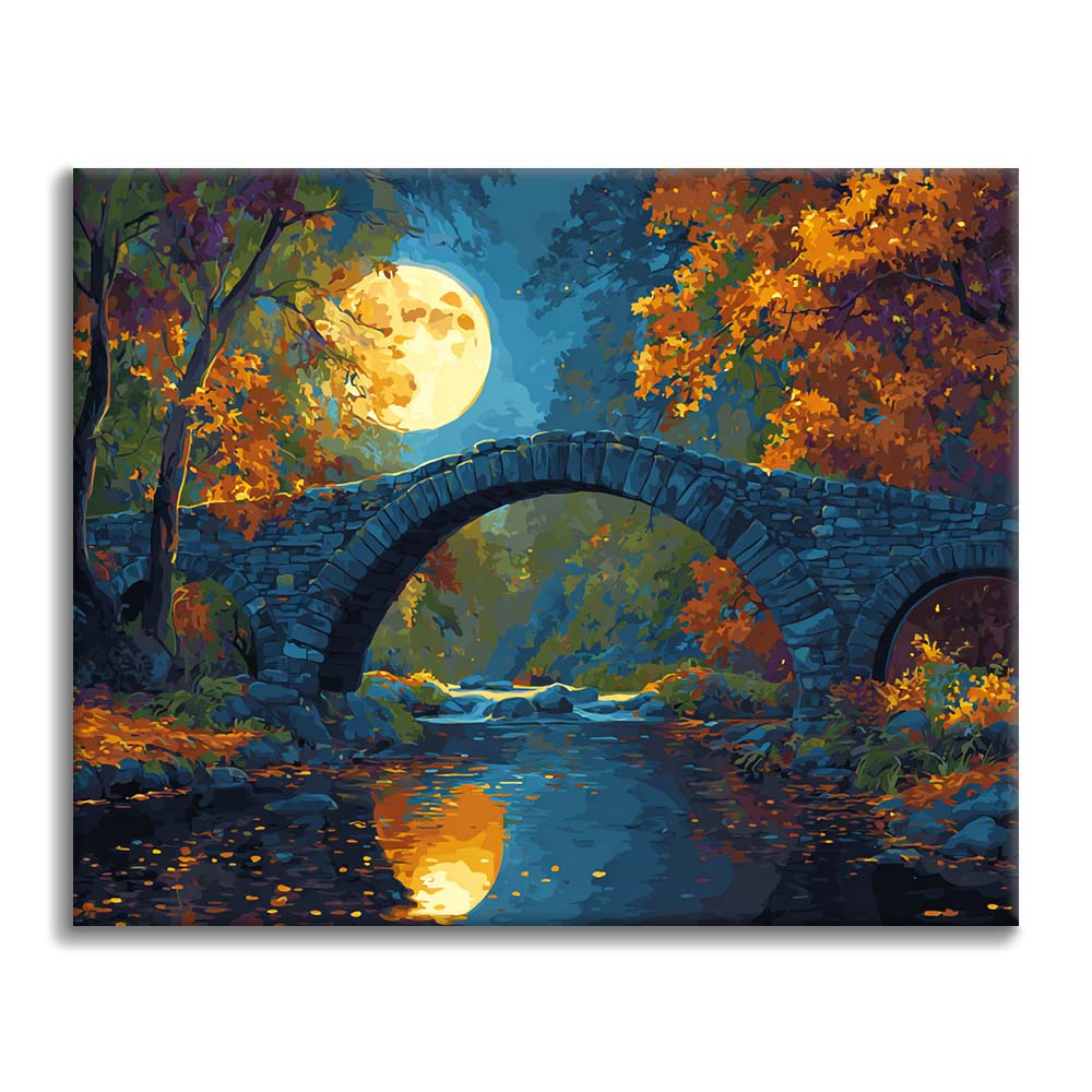 Puente iluminado por la luna - Pintar por números